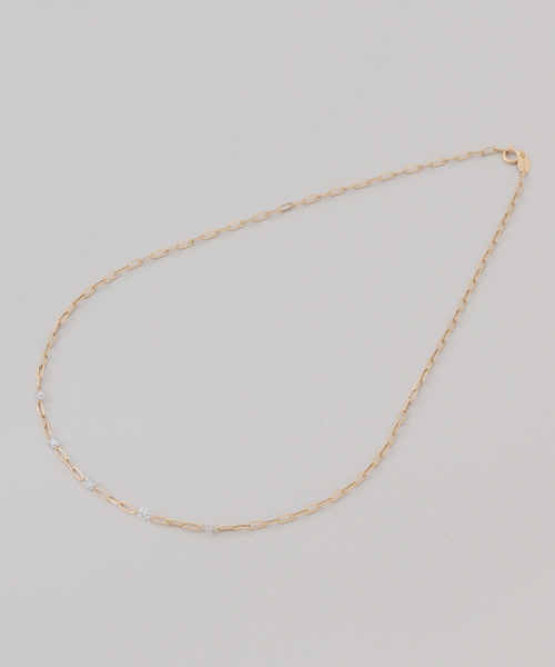 Lilas ネックレス ダブルホールダイヤ5Pペーパークリップチェーン Lilas ネックレス ダブルホールダイヤ5Pペーパークリップチェーン