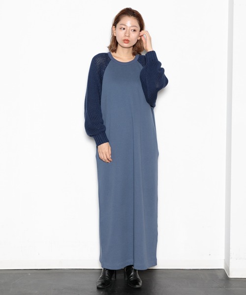 「AMERICAN RAG CIE」 長袖ワンピース 36 ネイビー レディース_画像3