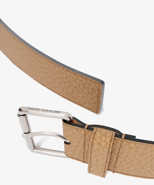 【新品】マイケルコース MK バックル ベルト ブラウン ベージュ S 男女兼用 マイケルコース MICHAEL KORS ベルト （ブラウン） -waja bazar - 海外