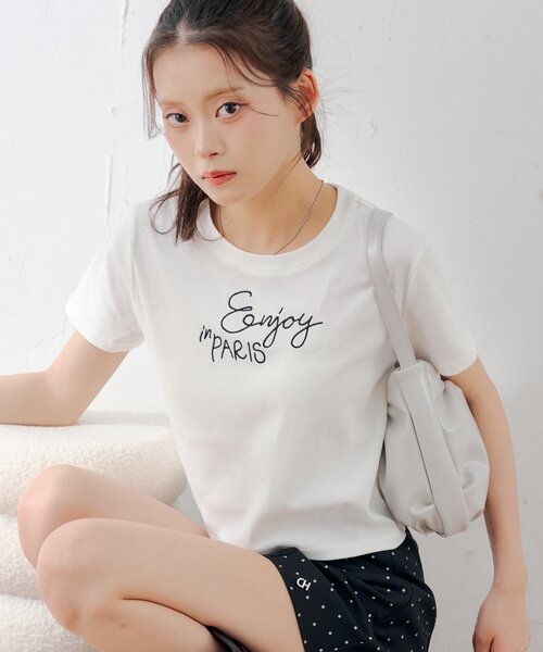 Chico（チコ） tシャツ ロゴ刺繍チビT レディース : ZOZOTOWN Yahoo!店
