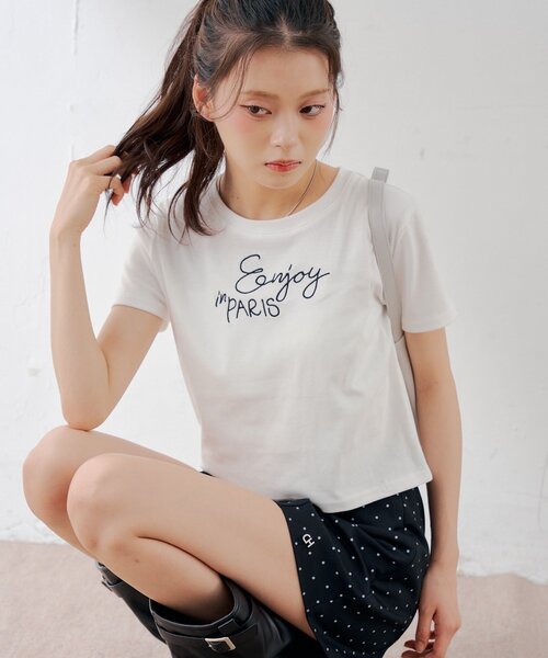 Chico（チコ） tシャツ ロゴ刺繍チビT レディース : ZOZOTOWN Yahoo!店