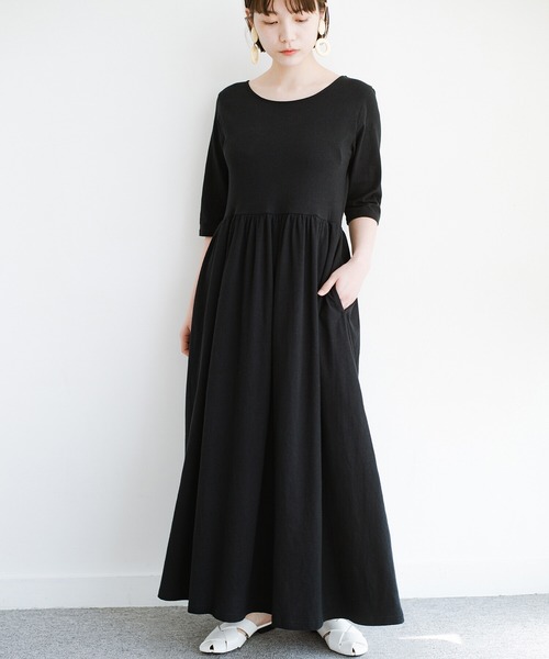 「haco!」 7分袖ワンピース LARGE ブラック レディース_画像3