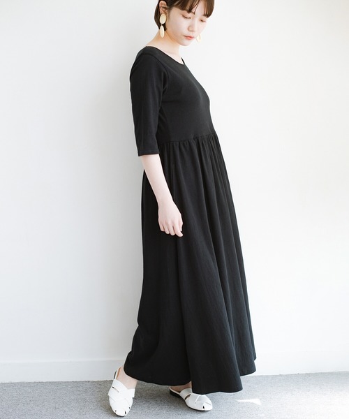 「haco!」 7分袖ワンピース LARGE ブラック レディース_画像4