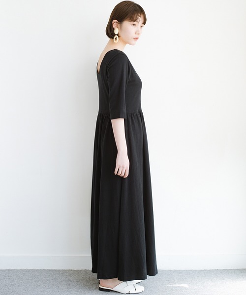 「haco!」 7分袖ワンピース LARGE ブラック レディース_画像9