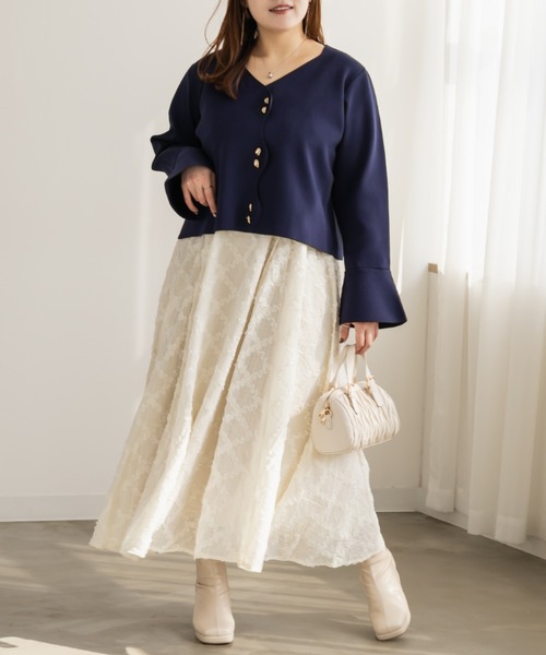 「CLETTE」 ニットカーディガン LL ネイビー レディース_画像7