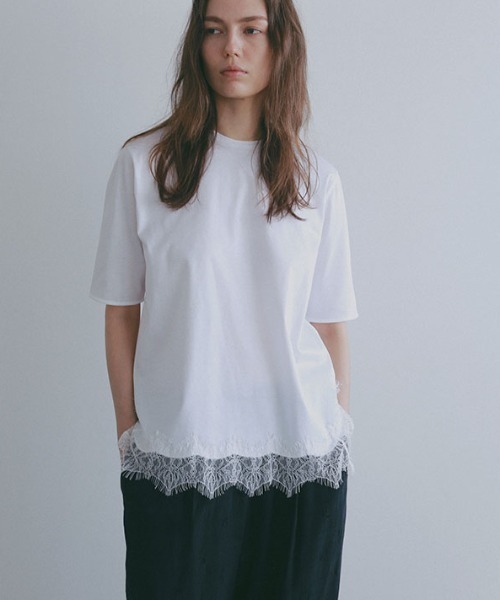 ETRE TOKYO（エトレトウキョウ） tシャツ クルーネックヘムレースTee
