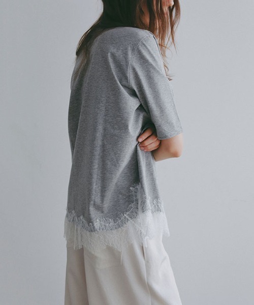 ETRE TOKYO（エトレトウキョウ） tシャツ クルーネックヘムレースTee 