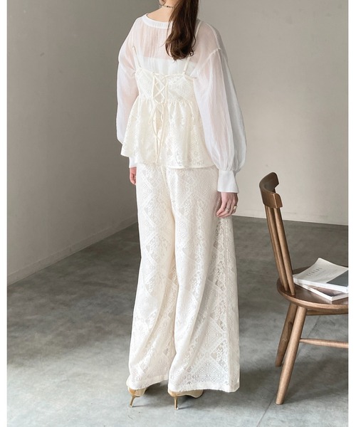 She's Closet セットアップ 花柄 ブロックレース キャミソール