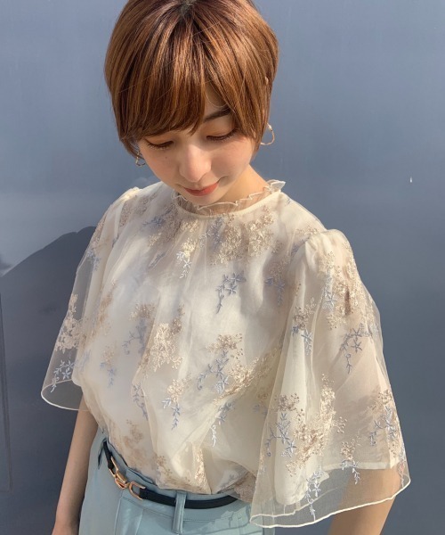 「mysty woman」 7分袖ブラウス FREE アイボリー レディース_画像7