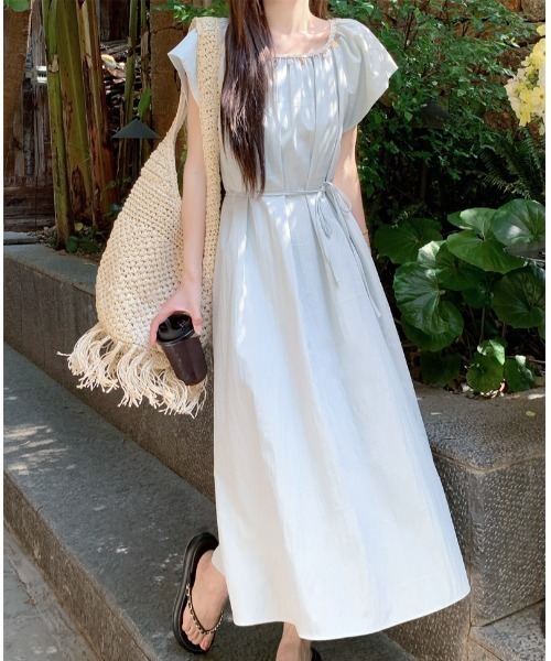 極美品 ファビアナフィリッピ モニーレ装飾 ウエストリボンコットンワンピース M FAVORITO ワンピース ウエストマークリボンワンピース : ZOZOTOWN