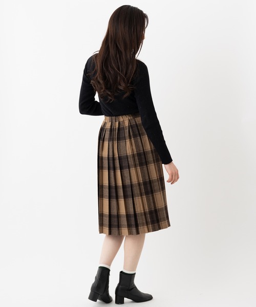 美品【O'NEIL OF DUBLIN】チェック プリーツスカート 黒×ブラウン O'NEIL of DUBLIN（オニールオブダブリン） スカート ONeil of Dublin