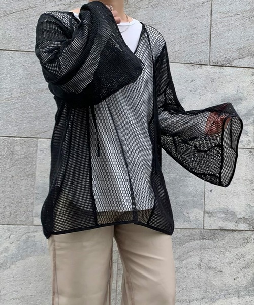 m me eme⭐︎キャンディスリーブブティックトップス オフショルダーキャンディースリーブシフォンブラウス Mc 397