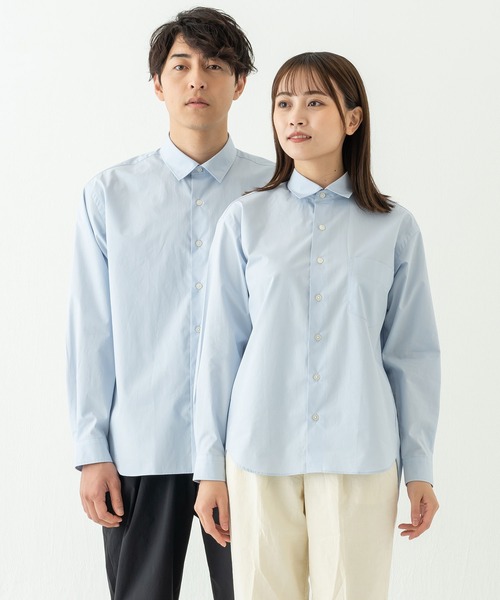 Herencia バックフリル　ライトブルーシャツ38 BRICK＆SONS シャツ リラックスバックプリーツシャツ「ライト