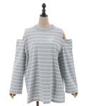 tシャツ Tシャツ 刺繍オフショルロンT レディースの詳細画像1