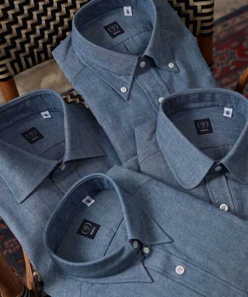 BEAMS F シャンブレー ボタンダウンシャツ メンズ BEAMS F（ビームスF）シャンブレー ボタンダウンカラーシャツ
