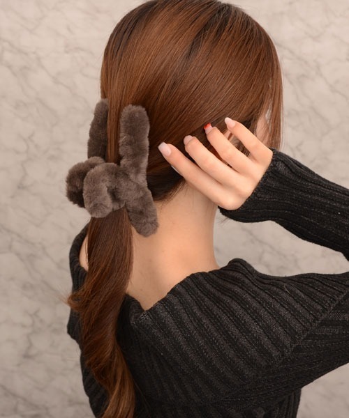 VIBGYOR Women ヘアクリップ 「float」もこもこ フェイクファー
