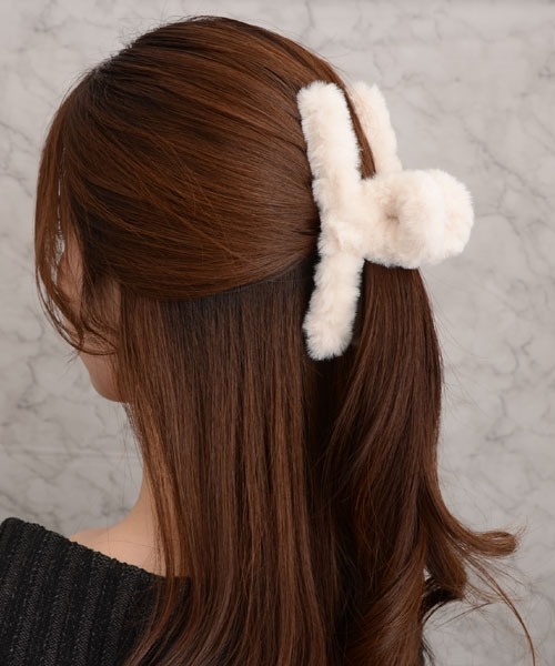VIBGYOR Women ヘアクリップ 「float」もこもこ フェイクファー