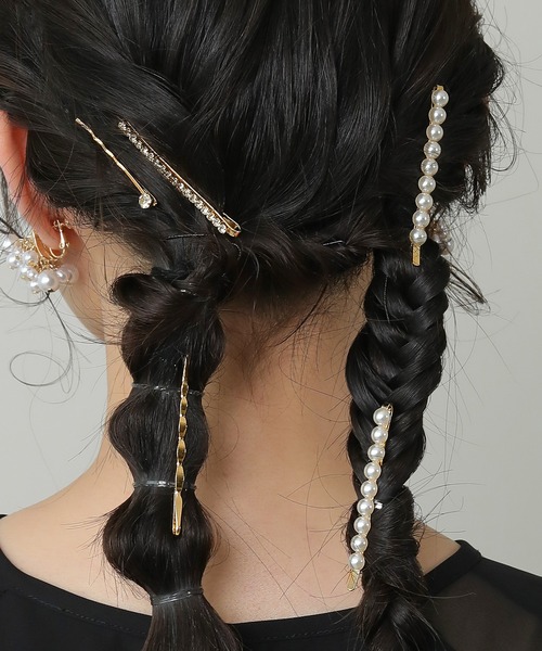 Kana ヘアピン パール ラメ ビジュー シンプル 5本セット 結婚式
