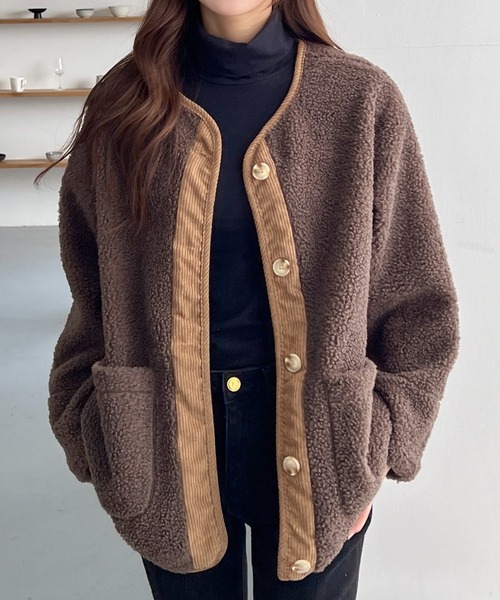 ブルゾン アウター ボアコーデュロイ オーバーサイズジャケット