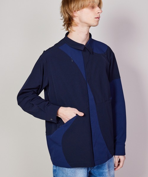 rehacer（レアセル） シャツ : Panel Tech Shirt Jacket / パネル