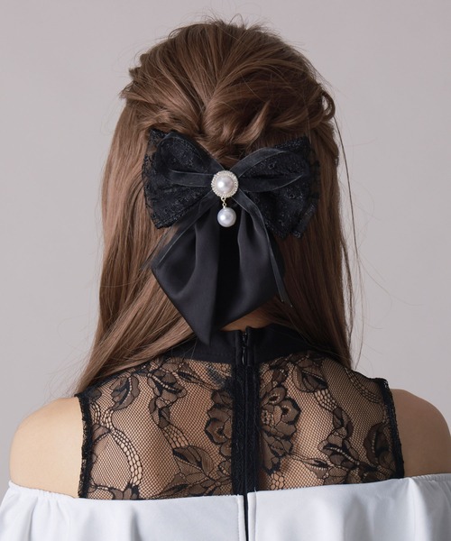 Diable baiser ヘアクリップ レースサテンフェミニンリボン