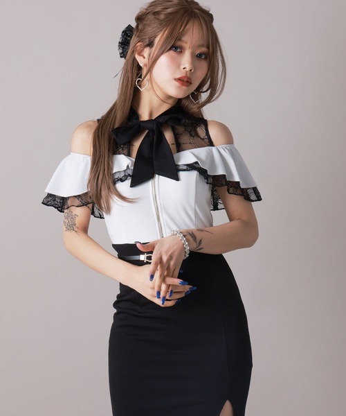 バレッタ　フランス製 レース風 ヘアクリップ 黒 Diable baiser ヘアクリップ レースサテンフェミニンリボン