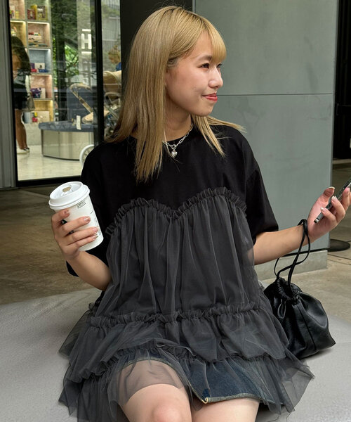 CIAOPANIC tシャツ チュールビスチェドッキングオーバーTEE