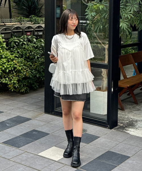 CIAOPANIC tシャツ チュールビスチェドッキングオーバーTEE