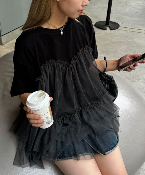 CIAOPANIC tシャツ チュールビスチェドッキングオーバーTEE