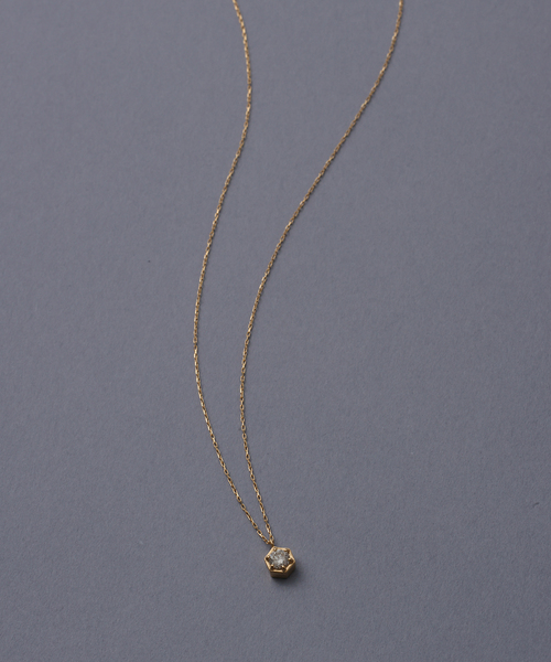 Lilas ネックレス 0.18ct六角ダイヤネックレス K18 レディース