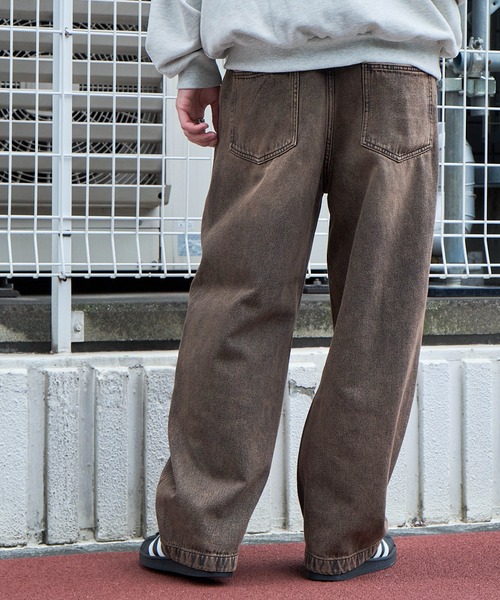 CHECKED MR*日本未*ウォッシュド/ワイドレッグ デニムパンツ モンスターストレッチ】日本製 ウォッシュド デニムパンツ