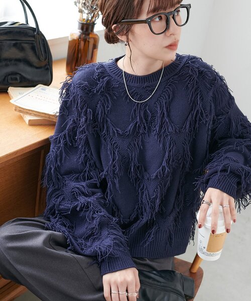 Discoat（ディスコート） ニット セーター 「WEB限定」フリンジ使い