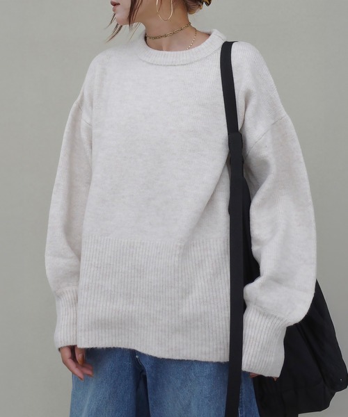 ニット セーター 「hideka select」フィッシュテールもちもちスリットニットプルオーバー/セーター レディース
