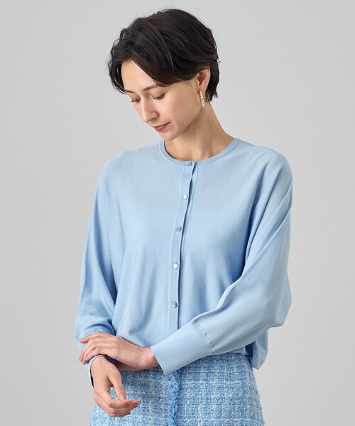 アナイ 22SS カーディガン 38 青 ブルー Vネック リブ編み 長袖 ANAYI リブ編み Vネックセーター 38 - メルカリ
