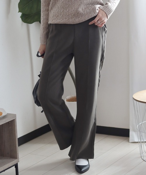 驚きの激安価格 スラックス パンツ エステルカルゼ センタープリーツフレア パンツ