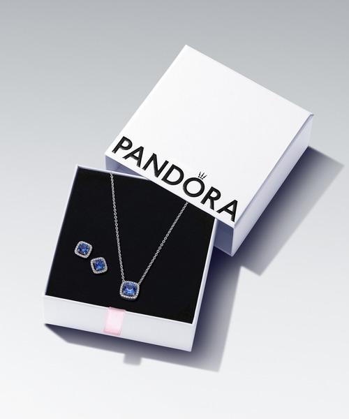 PANDORA（パンドラ） ネックレス スパークリング スクエア ブルー