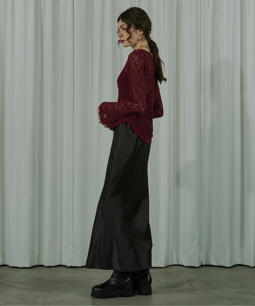 Ezick tシャツ Classic ladyベロアレーストップス レディース