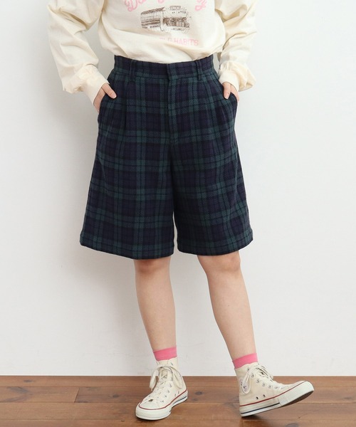 ウールタータンチェックリラックスパンツ　グリーン　新品未使用 656912-11.jpg