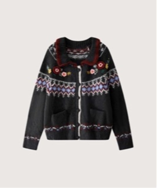 カーディガン Stately Floral Jacquard Cardigan レディース