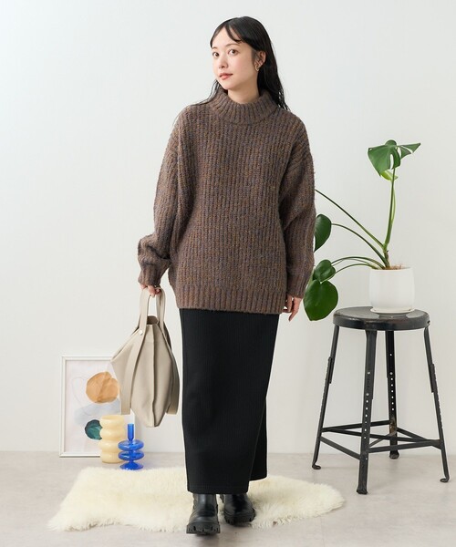 タートルニットセーター LE CERCLE par rope' ニット セーター メランジタートルニットプル