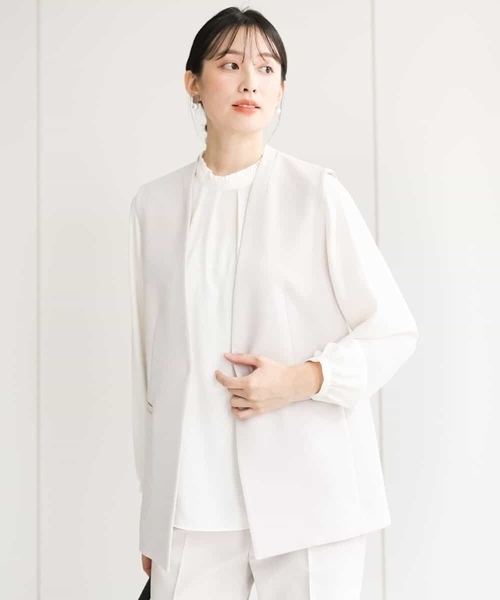 MK MICHEL KLEIN ベスト ジレ Vネックノーカラージレ/制菌加工