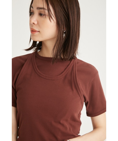 tシャツ ホルターネックレイヤードカットトップス レディース