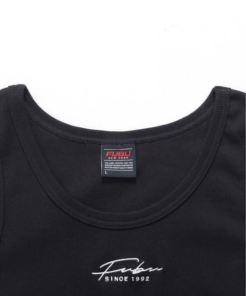 FUBU タンクトップ フブ ブランド 筆記体 ロゴ 刺繍 Uネック