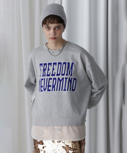 トレーナー スウェット (OKIRAKU×ROSEBUD)FROCKY PRINT DOCKING HEM SWEAT レディース
