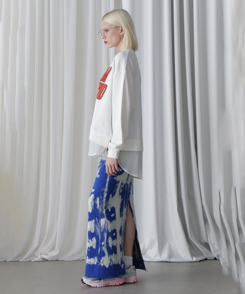 トレーナー スウェット (OKIRAKU×ROSEBUD)FROCKY PRINT DOCKING HEM SWEAT レディース ROSE BUD トレーナー スウェット (OKIRAKU×ROSEBUD)FROCKY PRINT