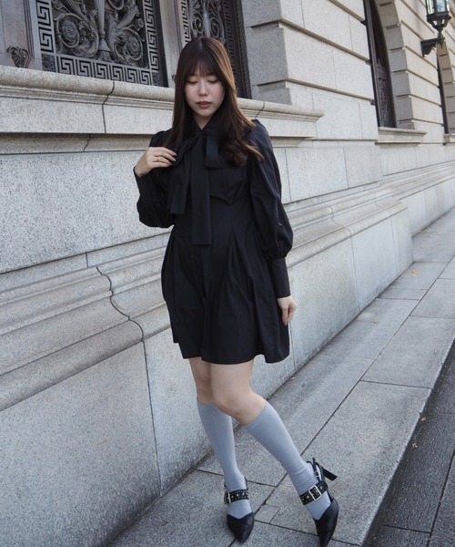 ANDWANG ボリュームフリルミニワンピース　ブラック ANDWANG ボリュームフリルミニワンピース ブラック ANDWANG