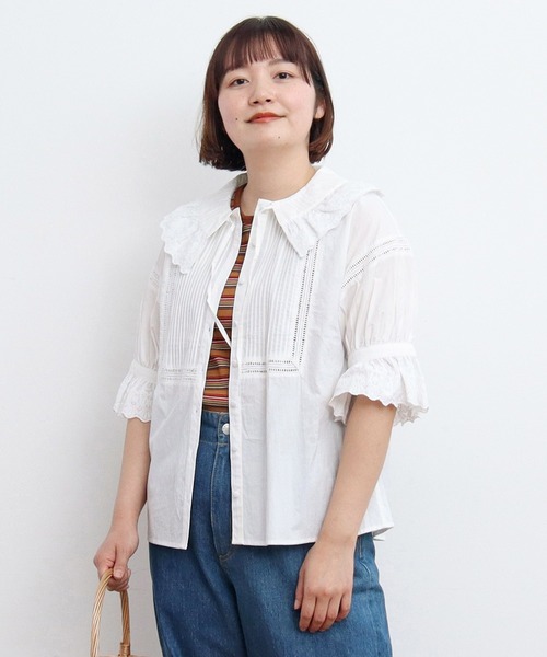 Dot＆Stripes CHILD WOMAN ブラウス シャツ ブロード レース