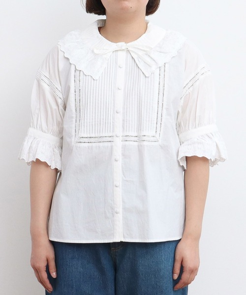 Dot＆Stripes CHILD WOMAN ブラウス シャツ ブロード レース