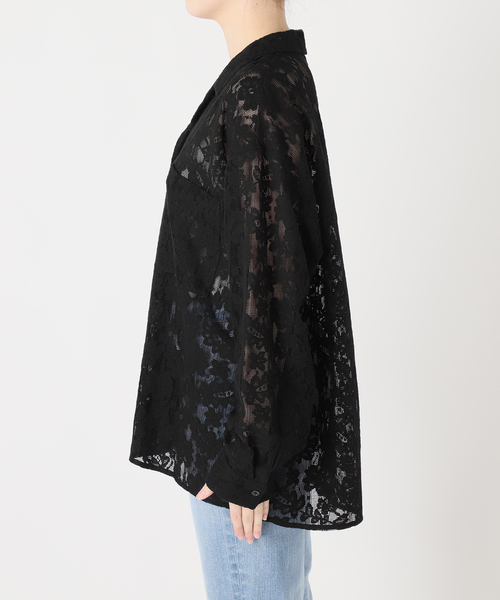 Spick＆Span ブラウス シャツ レースオープンカラーシャツ