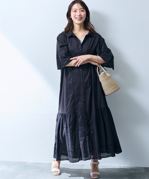 SMILELAND ワンピース レース使いワンピース「大きいサイズ有